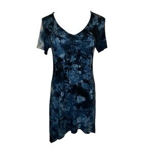 usa made tryst by matthew navy + blue hues tie-dye mini/midi dress women’s small